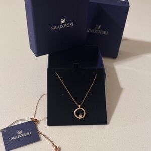 Swarovski Rose Gold Necklace with Crystal Circle Pendant